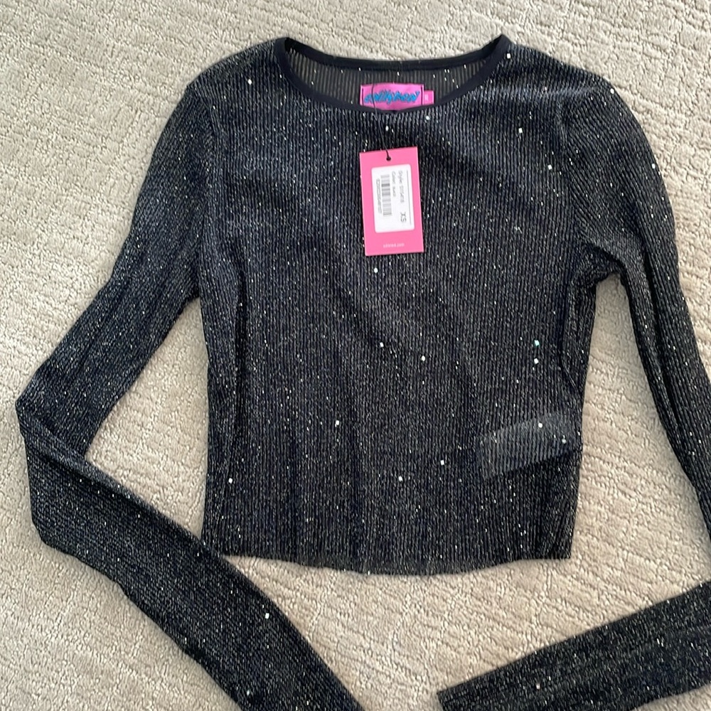 Edikted NWT Marley sheer shimmer top xs